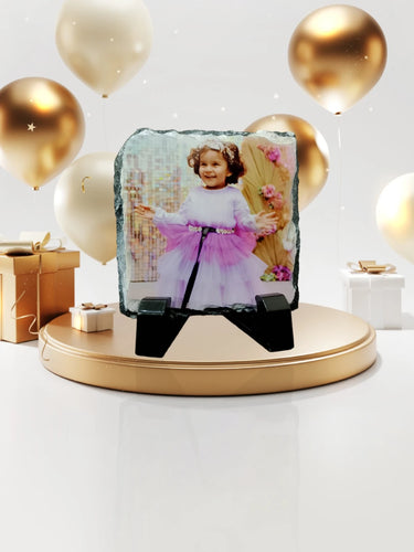 Happy Birthday, Personalized Stone Frame, Custom Name, Age, Picture Display